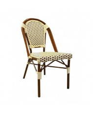 Chaise médaillon New métal or et dossier simili blanc amovible