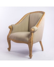 Fauteuil de style cérusé et tissu lin grey