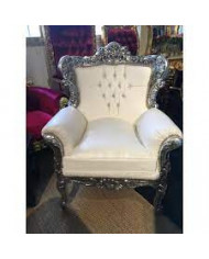 Fauteuil velours vert olive forme coquillage L'original