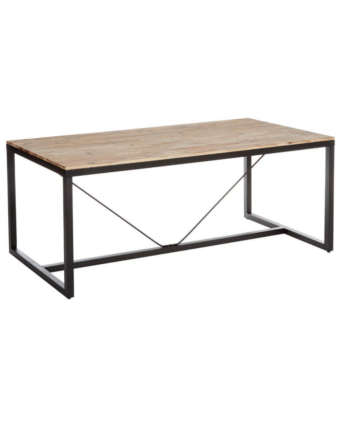 Table de repas rectangulaire fer et bois