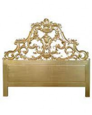 Tete de lit 160 cm en bois doré modele Carved