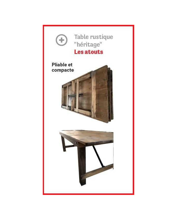 Table de repas en bois pliante de style rustique 200