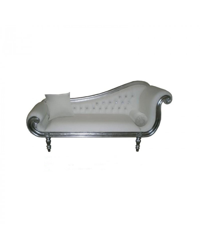 Sofa de style argenté et simili blanc modèle Villa