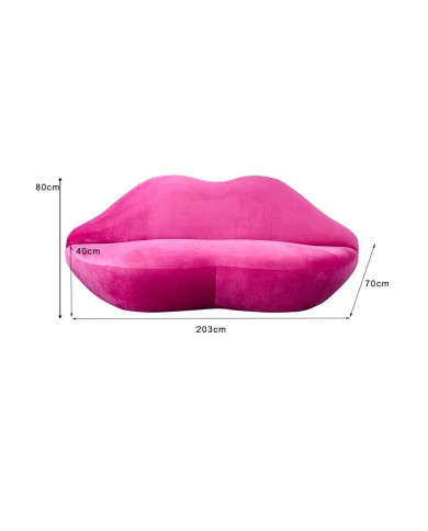 Canapé rose en forme de lèvres L 203 cm