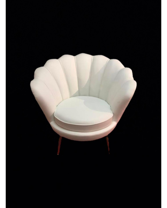 Fauteuil coquillage simili cuir blanc