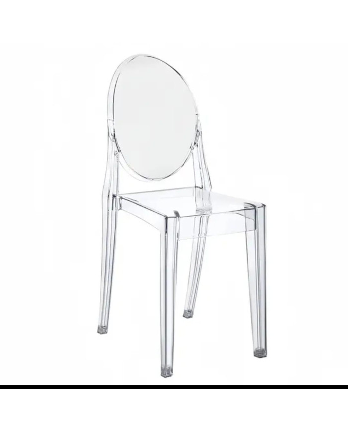 Chaise médaillon transparente en polycarbonate