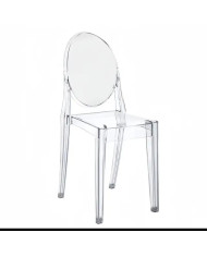 Chaise médaillon transparente en polycarbonate