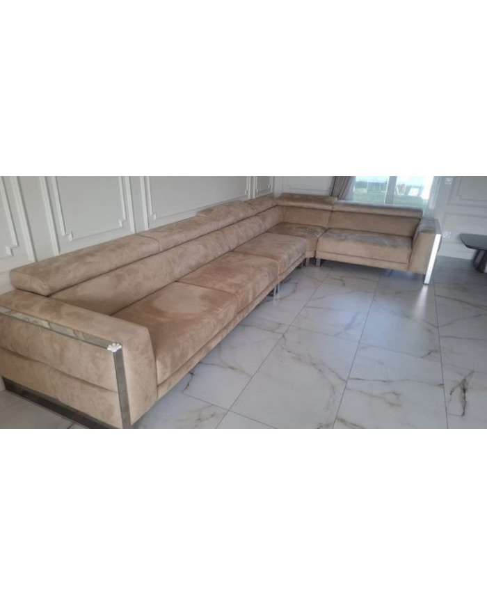 Canapé panoramique tissu nubuck beige 4,5 m x 2,5