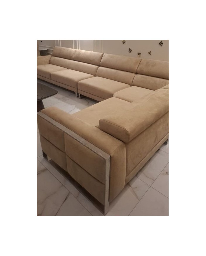 Canapé panoramique tissu nubuck beige 4,5 m x 2,5