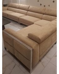 Canapé panoramique tissu nubuck beige 4,5 m x 2,5