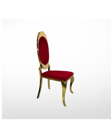 Chaise médaillon doré et rouge pour mariage et réception vente