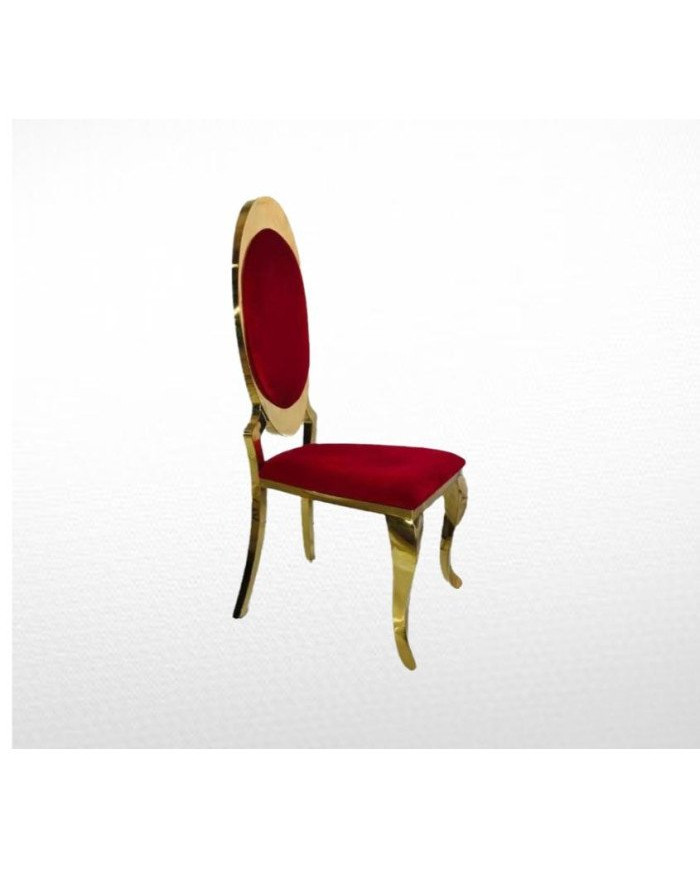 Chaise médaillon doré et rouge pour mariage et réception vente