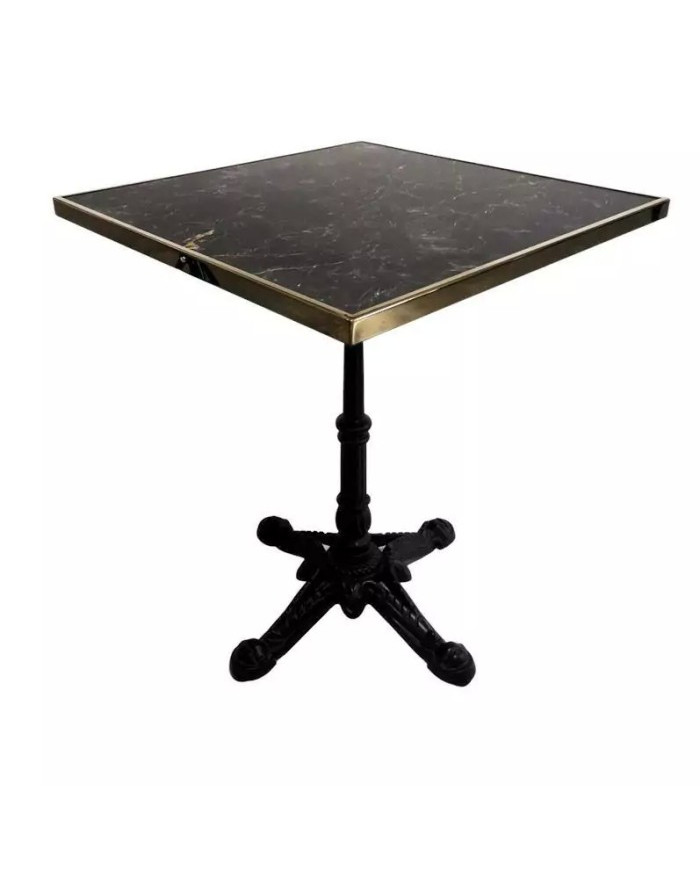 table de bistrot parisien carrée plateau noire 60 x 60 cm