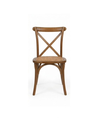 Chaise bistrot dos croisé bois foncé