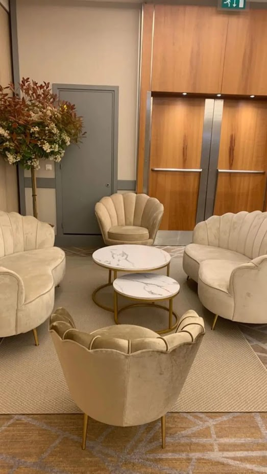 salle d'acceuil avec fauteuil et table basse 